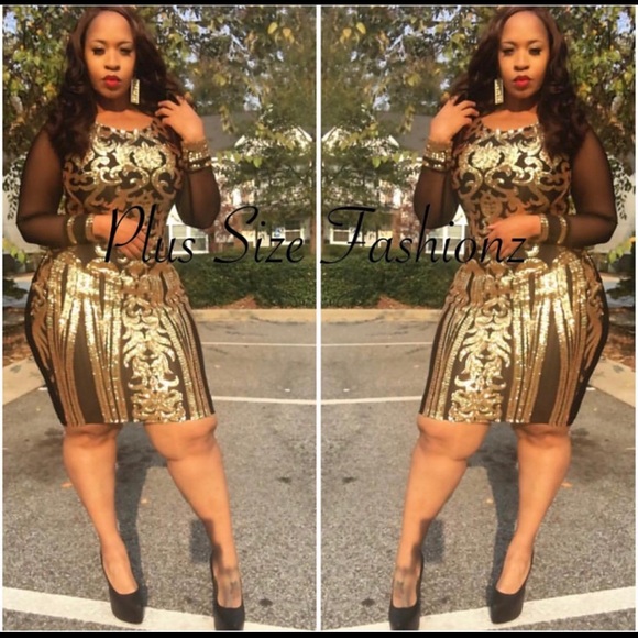 Dresses & Skirts - Golden Sequin Custom Made Midi Dress